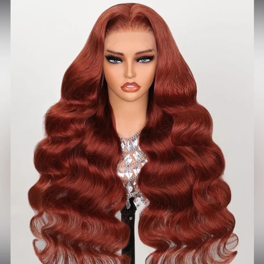 Blooming Hair 32” Pre Plucked Reddish Brown Lace Front Human Hair Bleached Knots